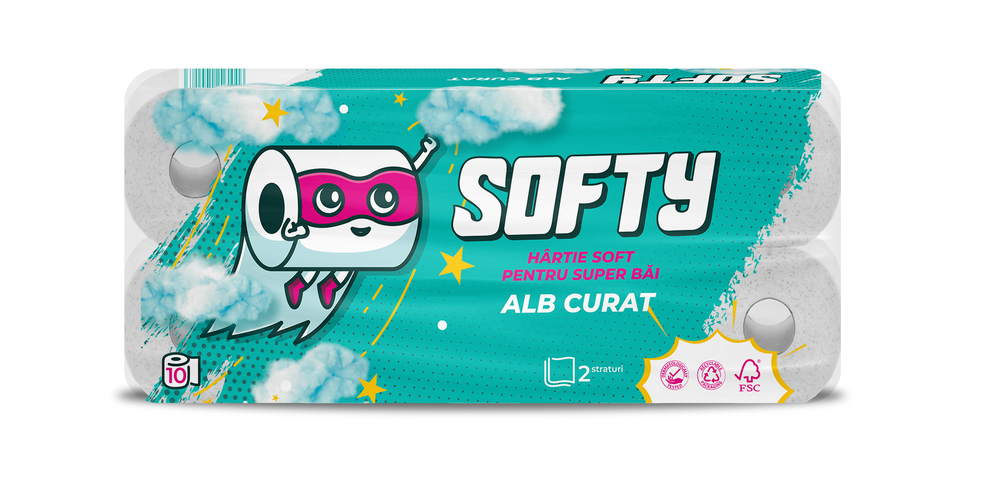 TOILET PAPER SOFTY WHITE 2-PLY, 10 ROLLS, 120 SHEETS - 12M