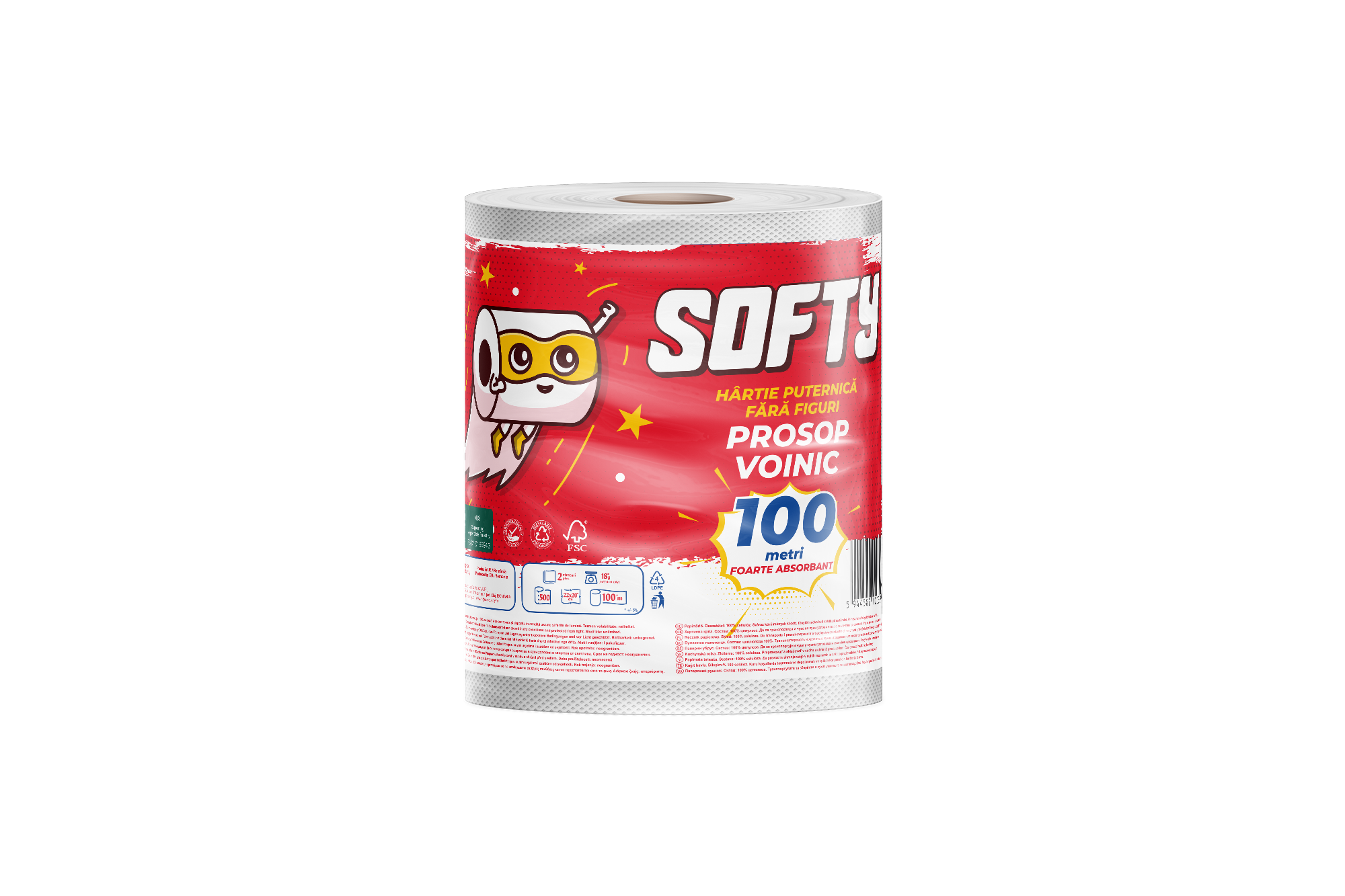 PROFESSIONAL TOWEL SOFTY 2-PLY, 1 ROLL, 500 SHEETS - 100M