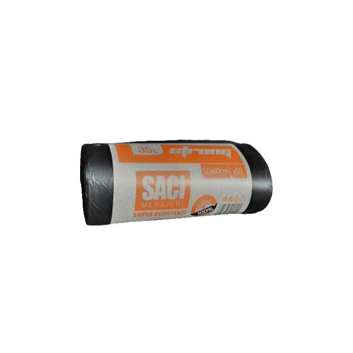 HYGIENE PLUS STRONG 35 LITER HDPE GARBAGE BAGS, 50 PCS/ROLL